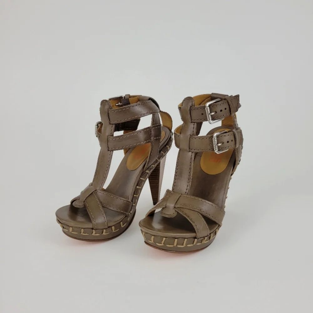 Michael Kors Brown Chunky Heeled Sandals